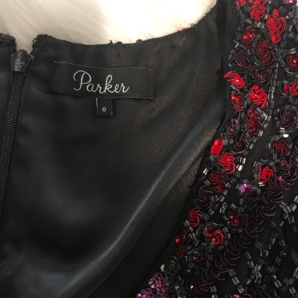 Parker Black/Red/Silver Sequin & Beaded Mini Dress - Picture 7 of 7